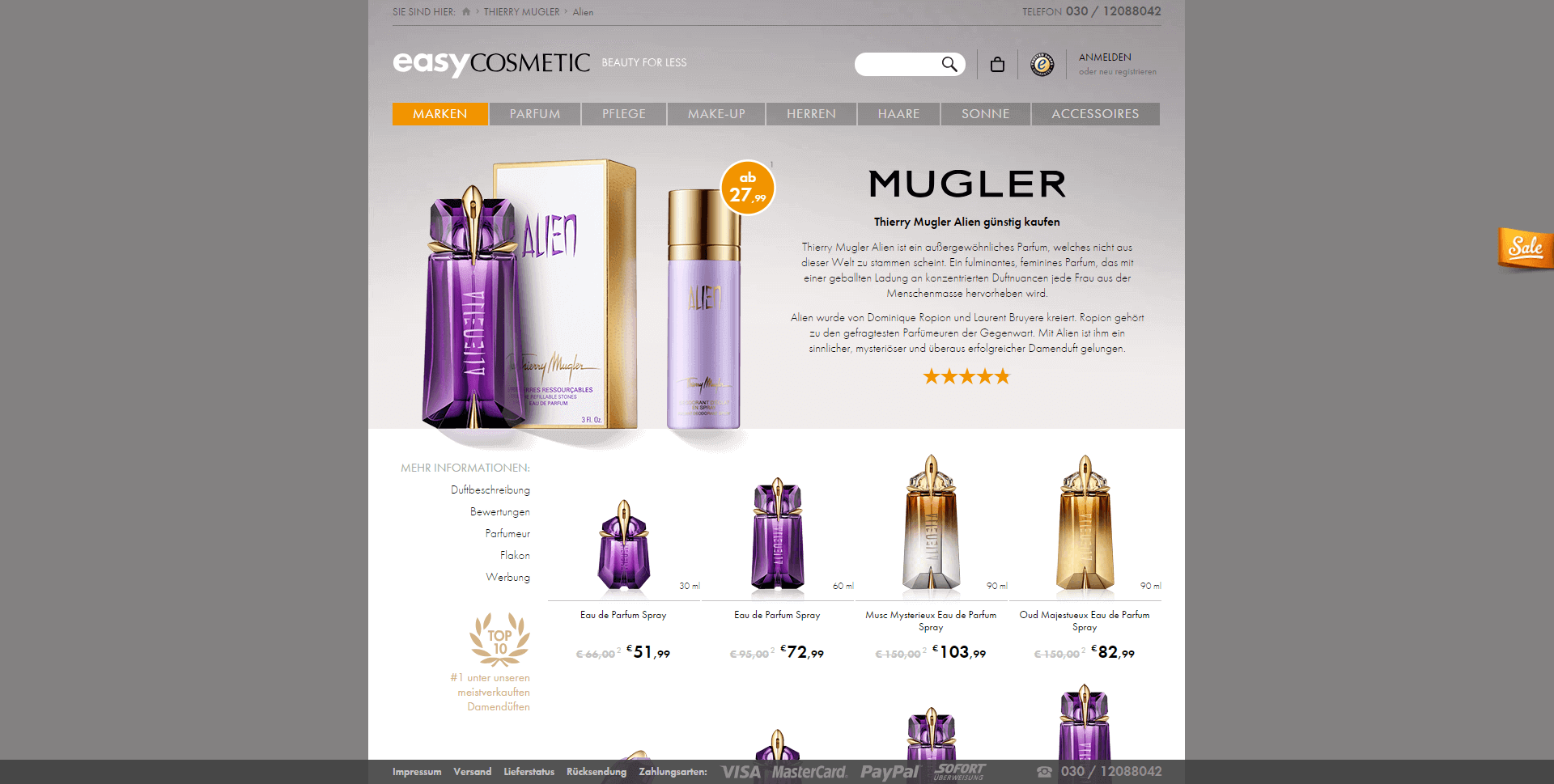 Thierry Mugler Alien product description with brand narrative and storytelling